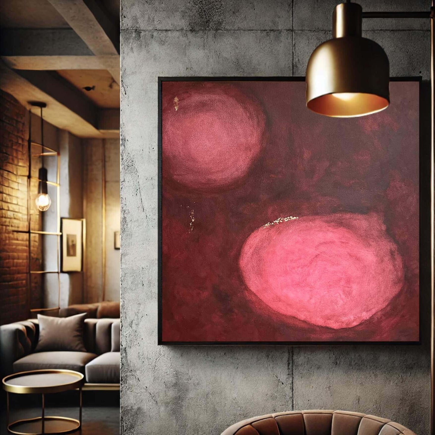 60x60 Abstract Modern Art Painting "burgundy"