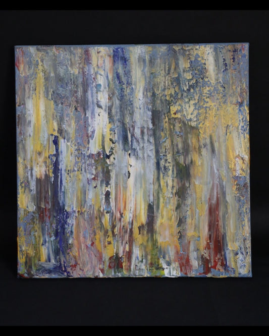 Abstract painting "SKRĒJIENĀ" 40 x 40cm